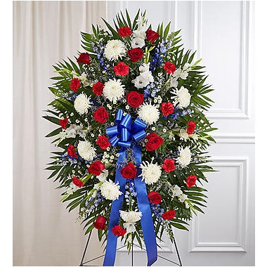 All Red, White & Blue Sympathy Standing Spray